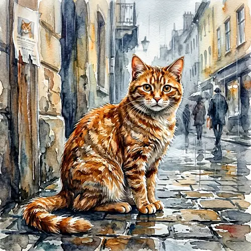 Lost Cat Watercolor Art: A Touch of Melancholy
