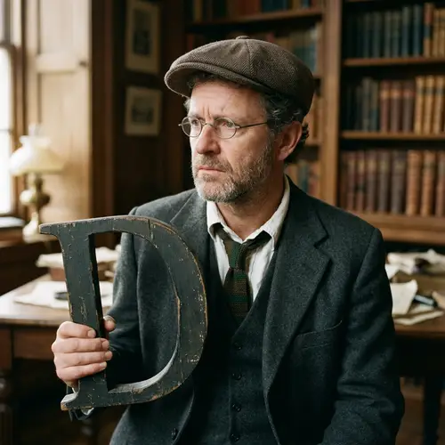 Jean Reno Holds Letter D in Memorable Style