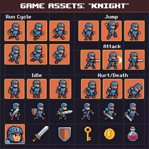Pixel Art Game Sprite Sheet for 2D Animation