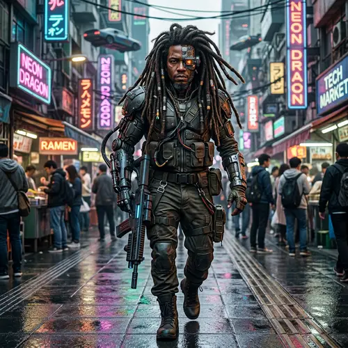 Cyborg with Dreadlocks - Futuristic Fusion