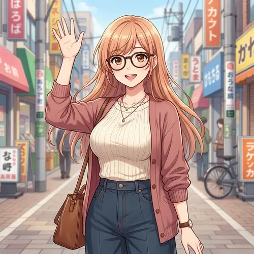 Anime Girl with Glasses - Stylish and Curvy | Illustration