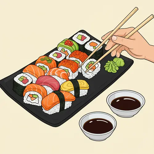 Sushi Platter Coloring Page for Food Lovers