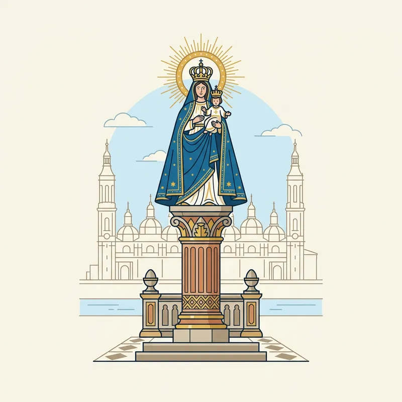 Minimalist Virgin del Pilar Vector Illustration