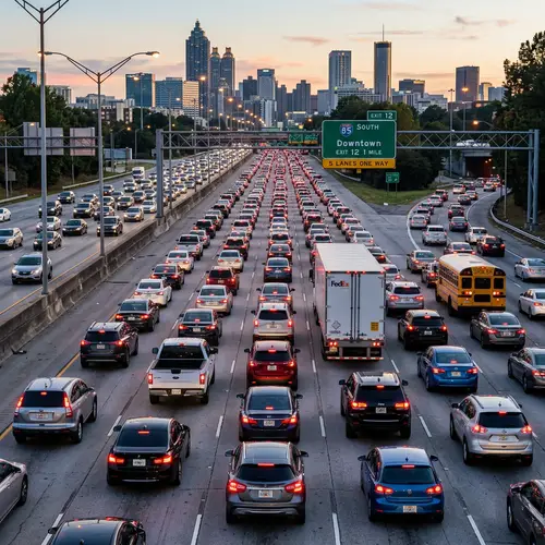 Five-Lane Highway with Rush Hour Traffic