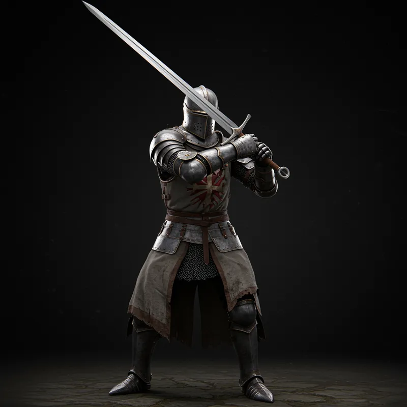 Armored Knight with Sword for Game Animation