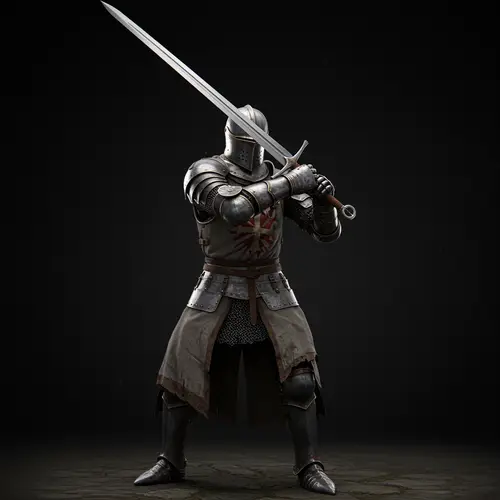 Armored Knight with Sword for Game Animation