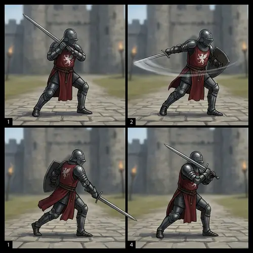 Armored Knight with Sword for Game Animation