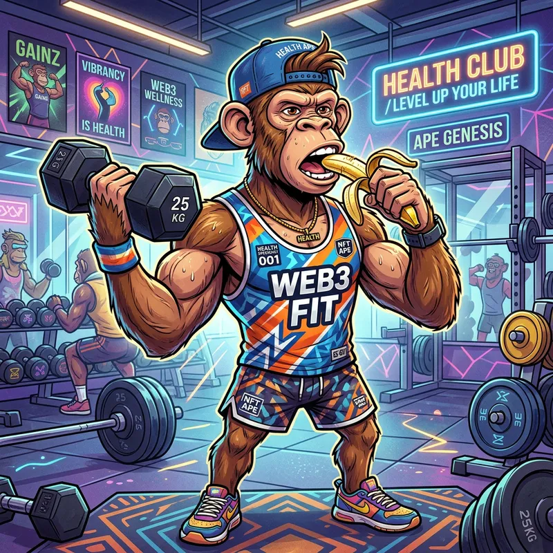 Vibrant NFT Monkey Character for Health Enthusiasts