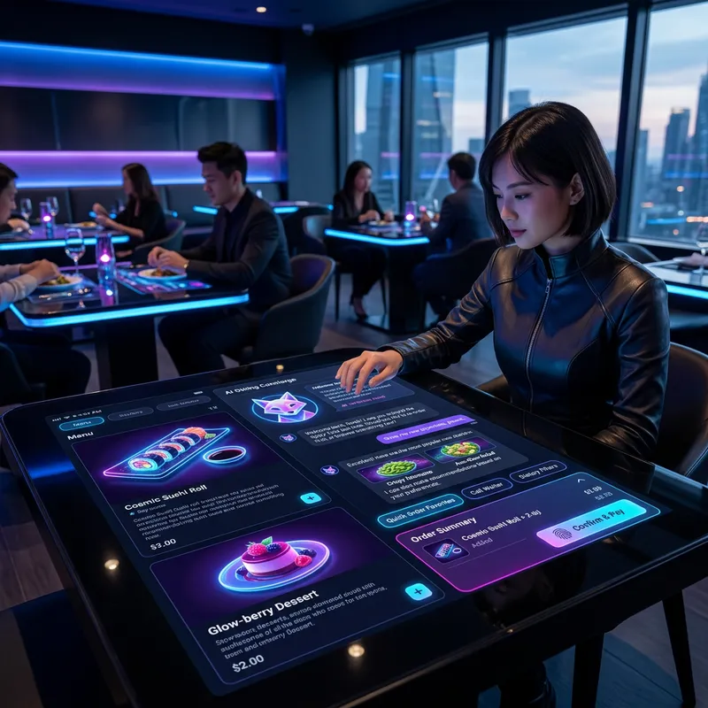 Futuristic Restaurant UI with Chatbot Features Futuristic Restaurant UI with Chatbot Features
