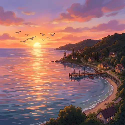 Stunning Sunset in a Tranquil Bay Animation