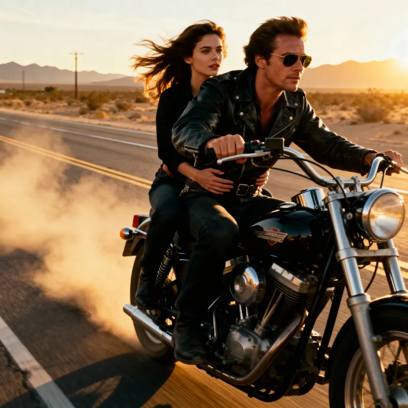 Vintage Harley Ride: Biker Adventure in the Desert