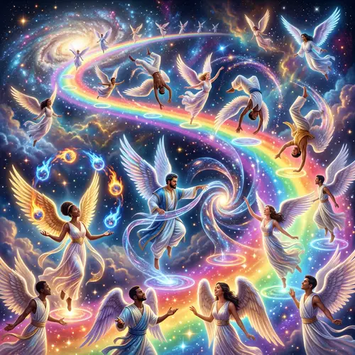 Divine Angels Performing Magical Tricks - Mystical Spectacle