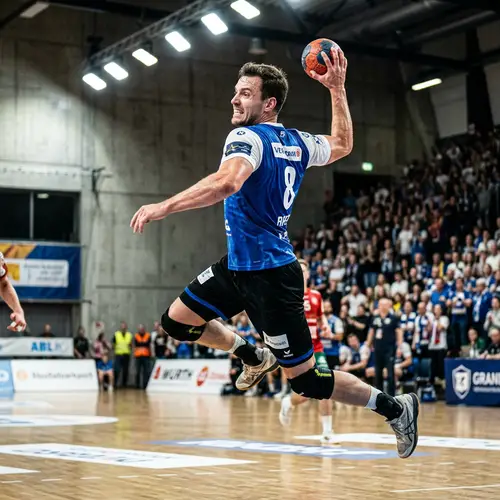 Action-Packed Handball Player Jump Shot
