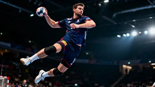 Action-Packed Handball Player Jump Shot