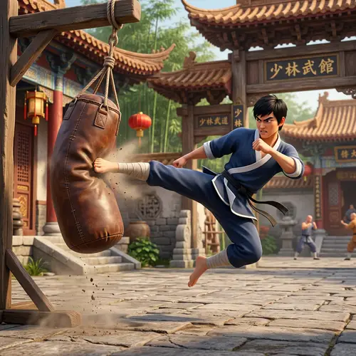 3D Martial Artist Animation in Traditional Chinese Temple