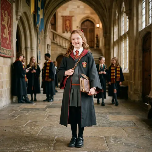 Girl Wizard in Gryffindor Uniform