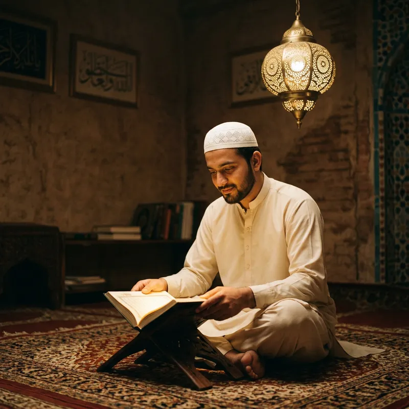 Muslim Reading the Quran: A Captivating Scene of Devotion