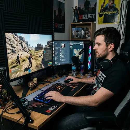 Immerse Yourself in the Intense World of Rust - Gaming Setup Scene