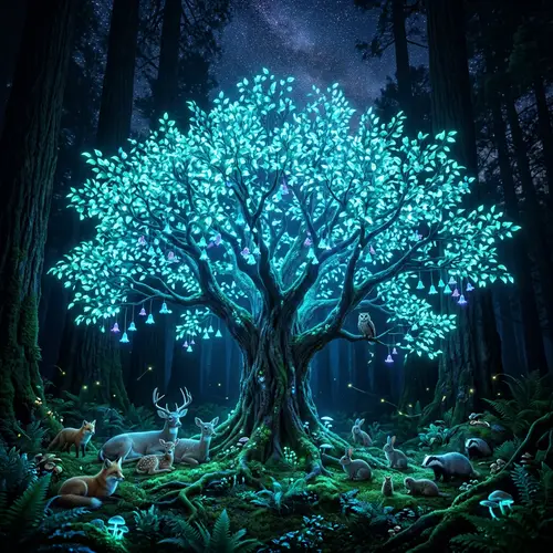 Bioluminescent Tree: Glowing Nighttime Spectacle