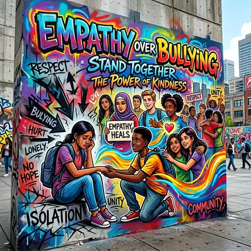 Empathy Poster | Impact of Bullying Depicted in Street Art Style