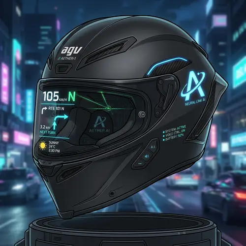 Futuristic AI-Powered Motorcycle Helmet Design