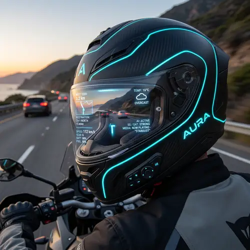 Futuristic AI-Powered Motorcycle Helmet