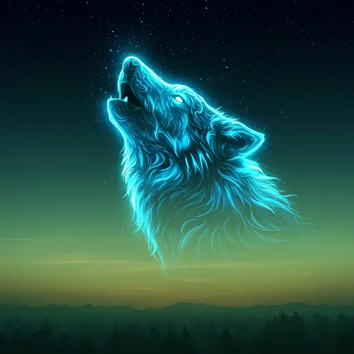 Ethereal Wolf Spirit Howling at Night