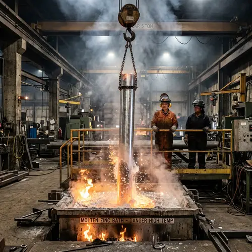 Detailed Zinc Coating Process - Steel Pipe Galvanization Scene