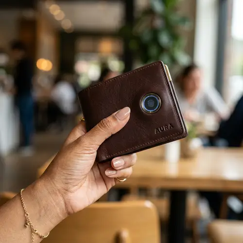 Elegant Leather Wallet with Fingerprint Scanner