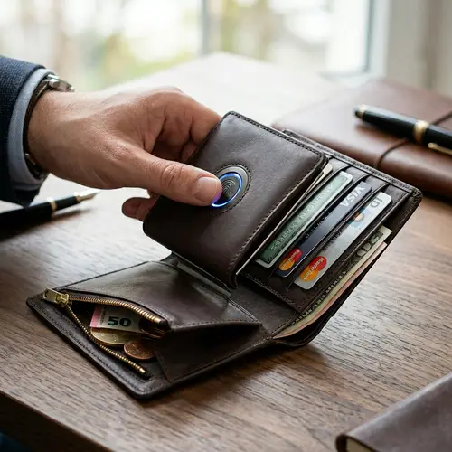 Modern Biometric Wallet with 3D Fingerprint Scanner