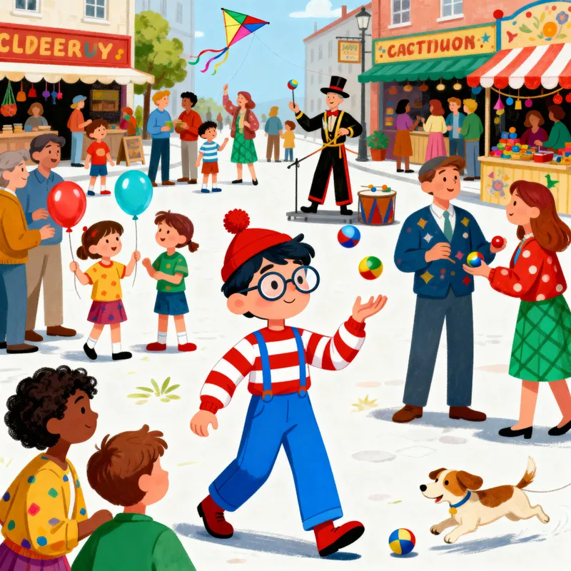 Find Waldo in a Colorful Crowd Scene Find Waldo in a Colorful Crowd Scene