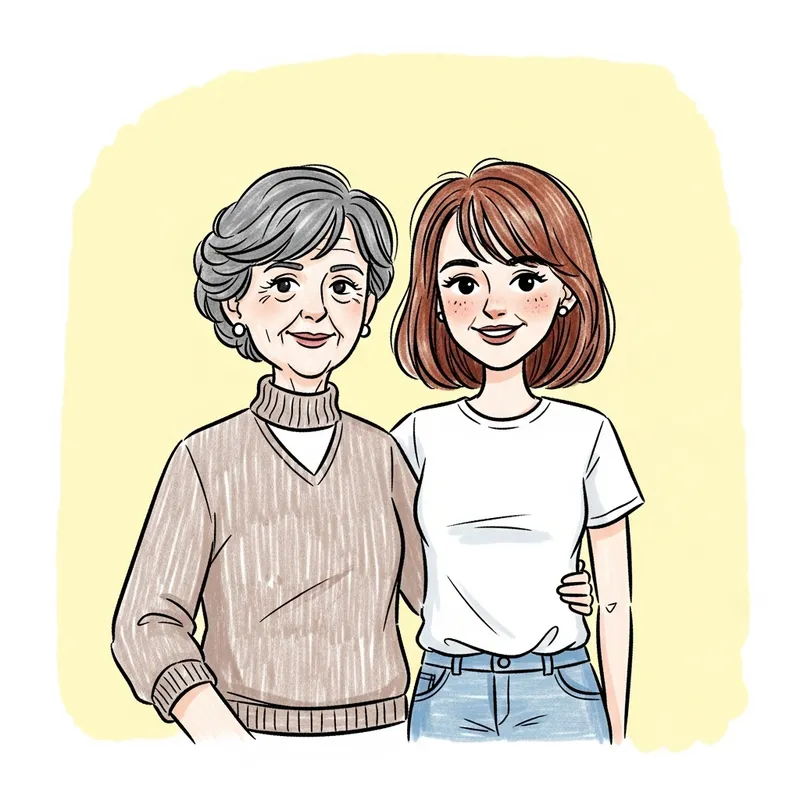 Heartwarming Doodle of Mother-in-Law & Daughter-in-Law