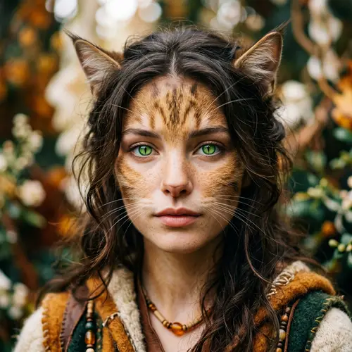 Surreal Feline Portrait of a Young Model