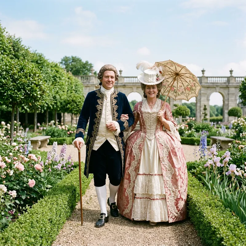 King George III & Queen Charlotte in 18th Century Garden