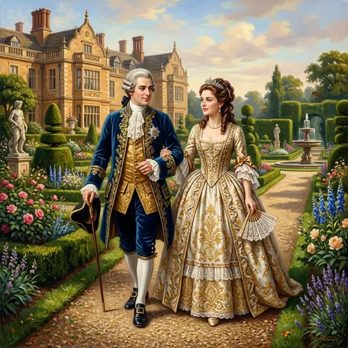 King George III & Queen Charlotte in Royal Garden