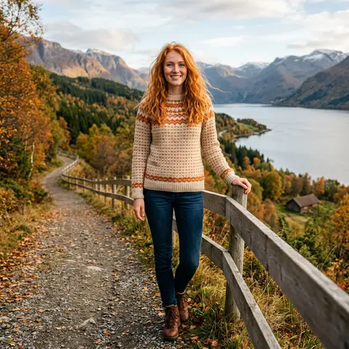 Nordic Face with Orange Hair and Green Eyes - 180cm Height
