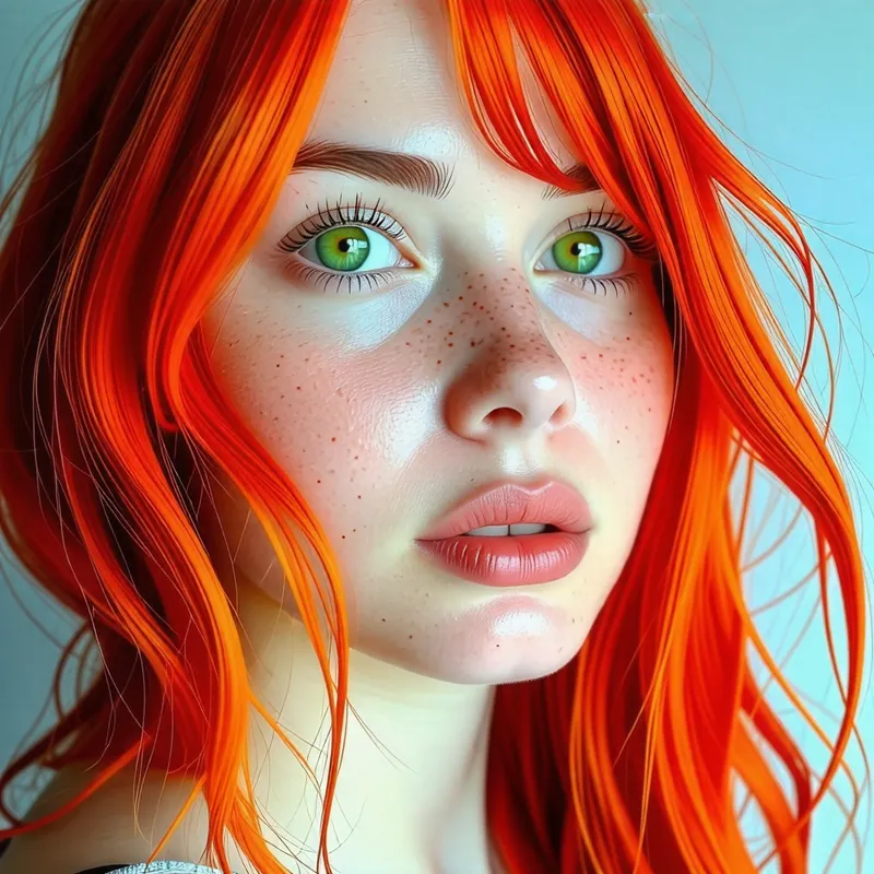 Nordic Face with Orange Hair and Green Eyes - 180cm Height