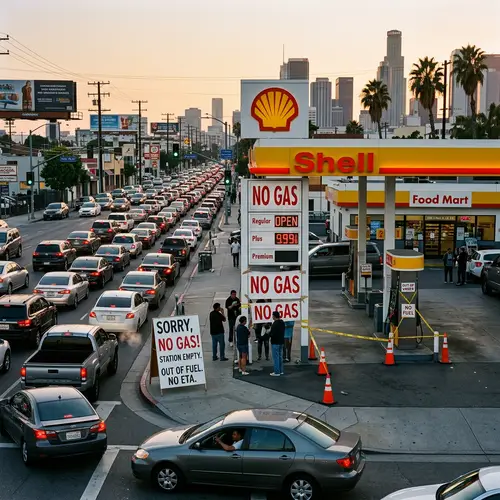 LA Gas Station Crisis: Long Lines and Empty Pumps