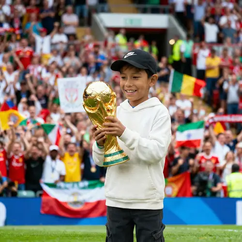 Kid Holding World Cup Trophy - A Moment of Joy