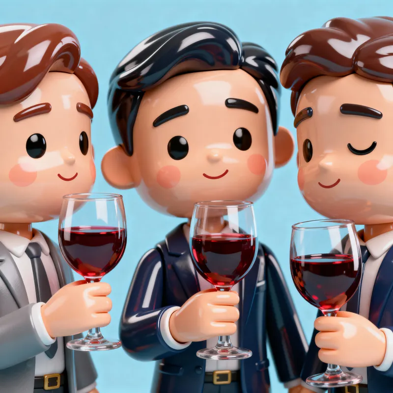 Funny Bobbleheads with Wine - Animated Fun