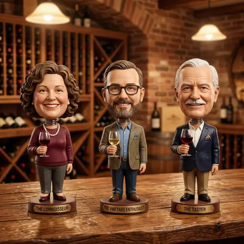 Funny Bobbleheads with Wine - Animated Fun