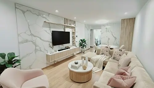 Marble Panel TV Background Design