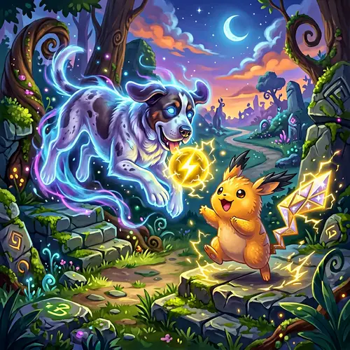 Spanish Mastiff and Ghost Pokémon Playtime