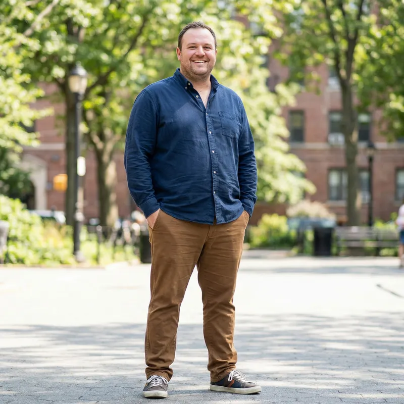 Confidently Embracing Life: Overweight Man Smiling