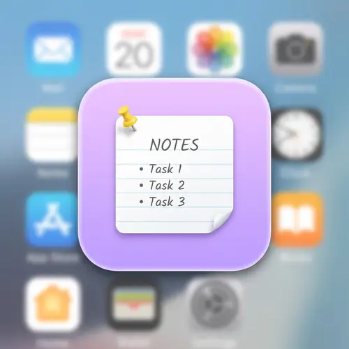 Light Purple App Icon Design with Note Paper