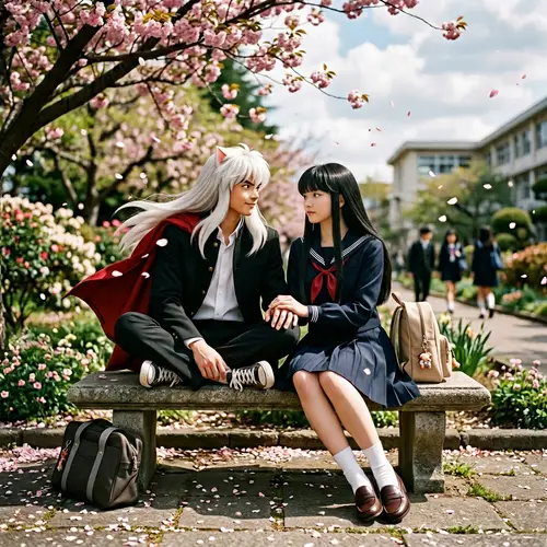 Romantic Kikyo and Inuyasha | School Uniform Romance