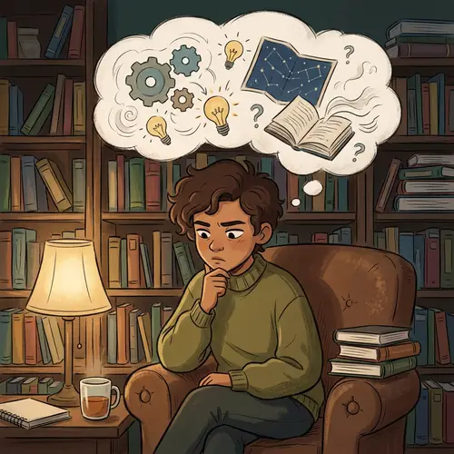 Cartoon Character in Thoughtful Contemplation | Artistic Illustration