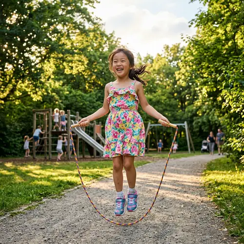 Young Asian Girl Enjoying Sunny Day in Park