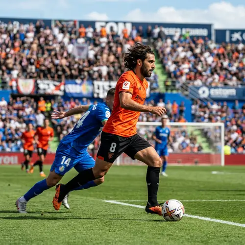 Dynamic Footballer Dodging Rivals on Soccer Field