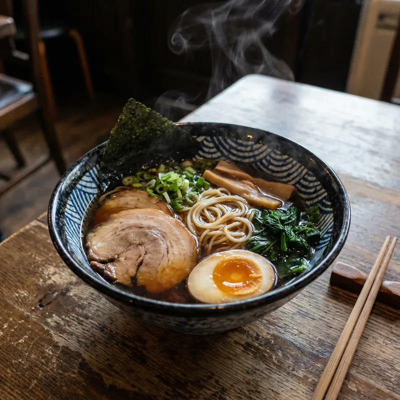 Tasty Ramen Bowl with Pork and Egg